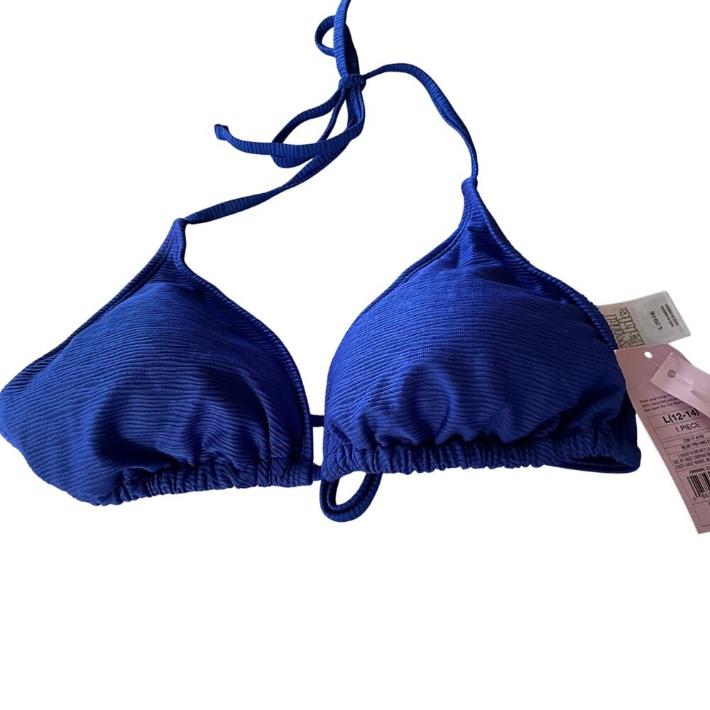 Cobalt blue string bikini top, removable pads Large